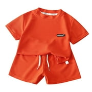 Gubotare Toddler Boy Short Set Little Boy Clothes Casual Crew Neck Short Sleeve T-Shirt and Short Sets Summer Outfits (Red,9-10 Years)